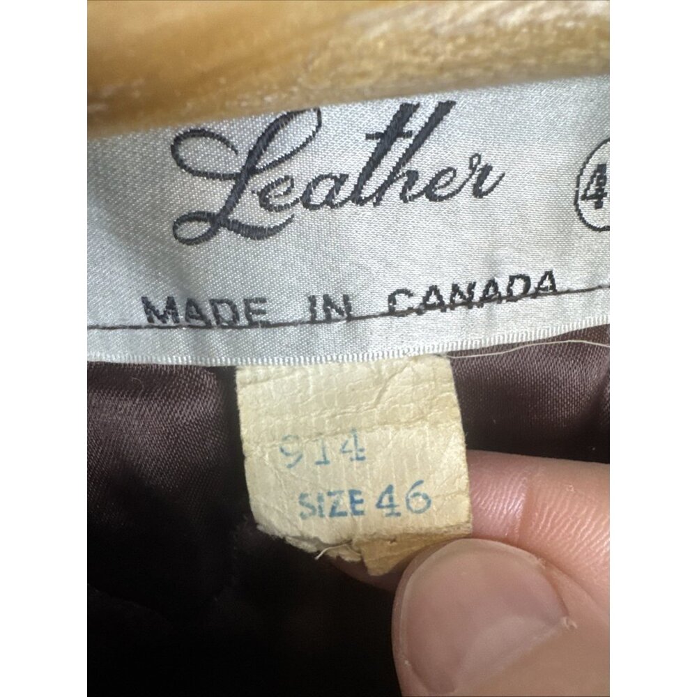 Victoria Leather Vintage Cafe Racer Jacket‎ Men 46 Brown Canada Quilted 70s - Picture 7 of 8
